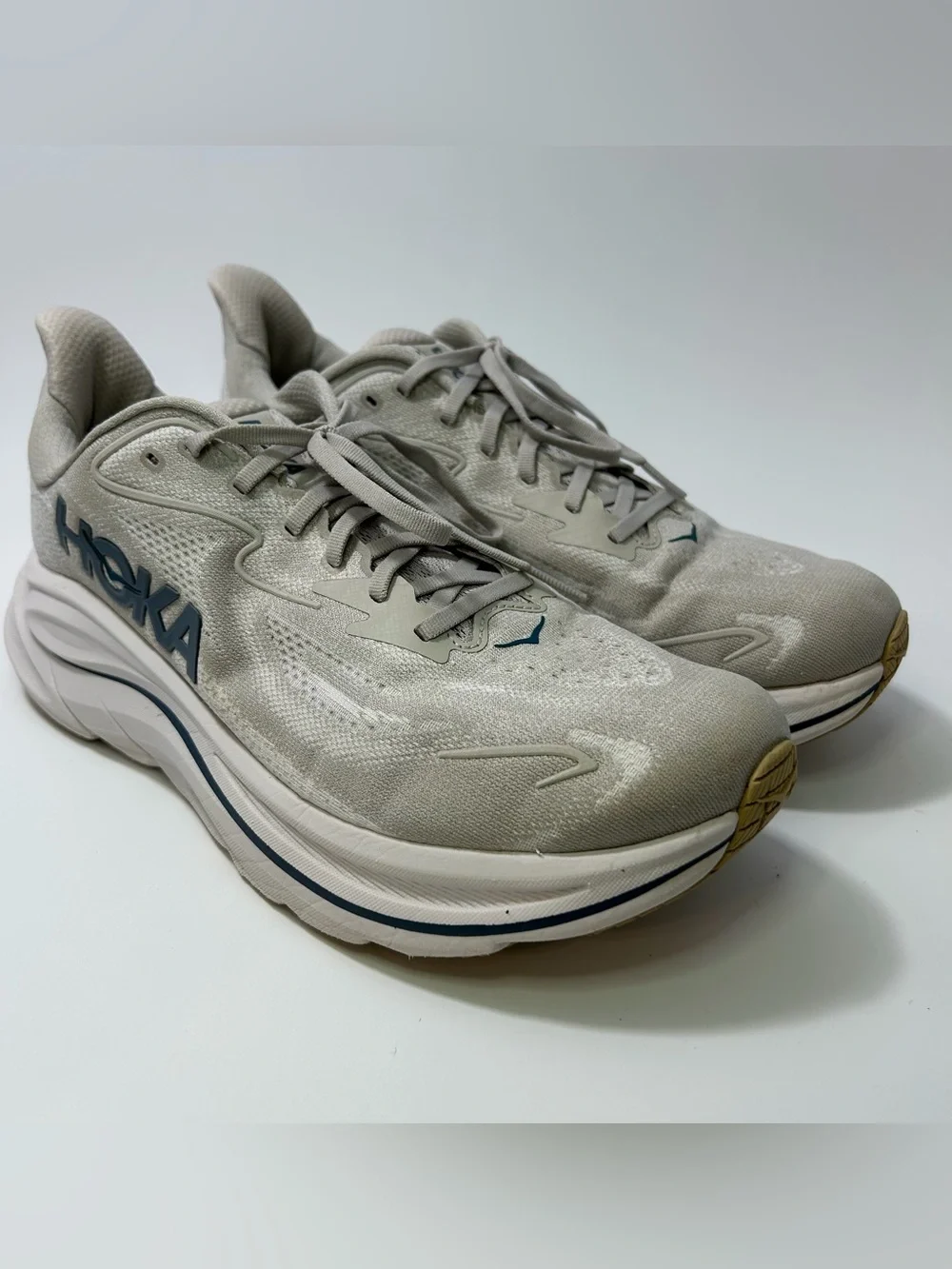 Hoka Neutral Running Sneakers in Beige and Navy